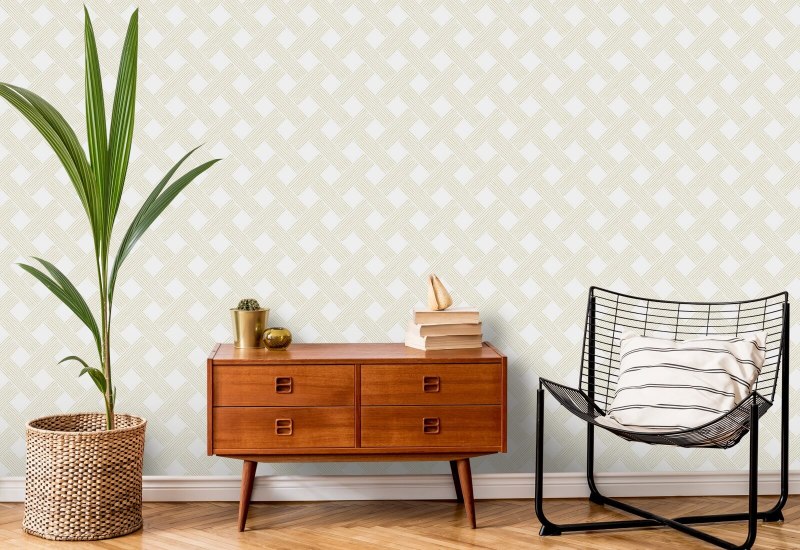 Lattice Weave Daffodil Wallpaper
