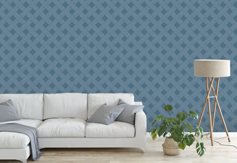 Lattice Weave Navy Wallpaper