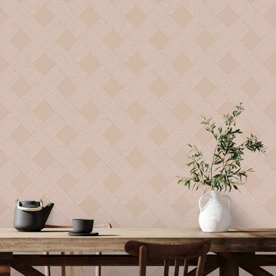 Lattice Weave Dusty Peach Wallpaper