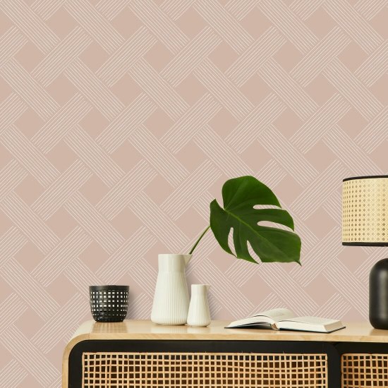 Lattice Weave Dusty Peach Wallpaper