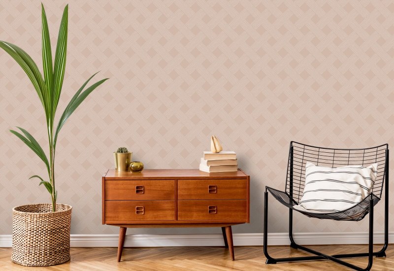 Lattice Weave Dusty Peach Wallpaper