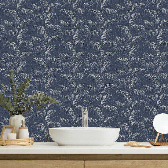 Wolken Gelakt blauwgroen behang