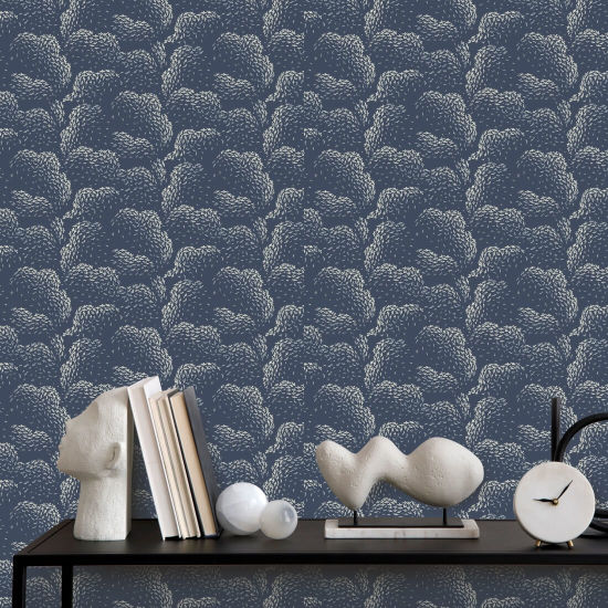 Clouds Lacquered Blues Wallpaper