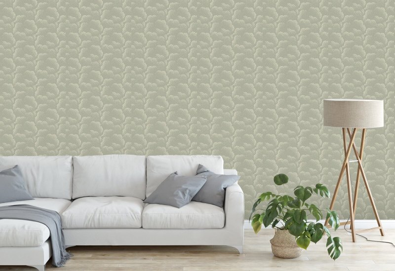 Clouds Pale Green Wallpaper