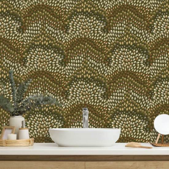 Jandaya Carta da parati verde oliva