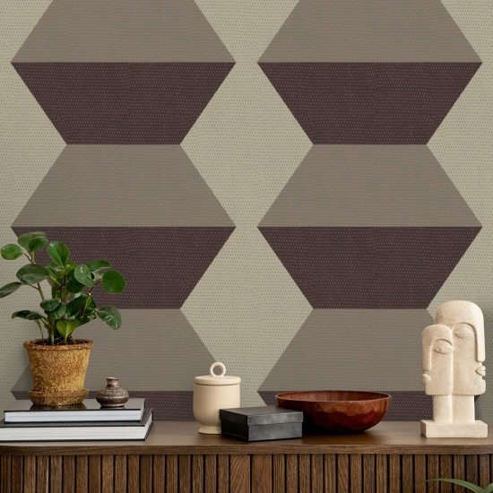 Infinity Blocks Brown Burgundy Wallpaper