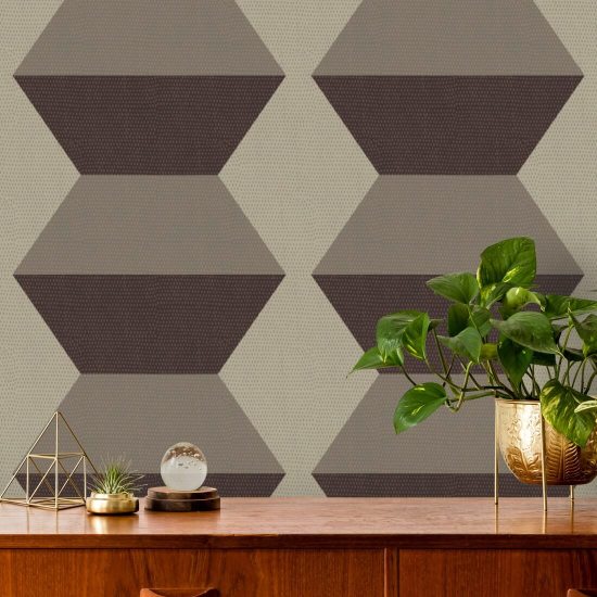 Infinity Blocks Bruin bordeauxrood behang