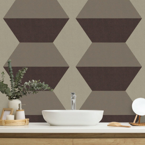 Infinity Blocks Brown Burgundy Wallpaper