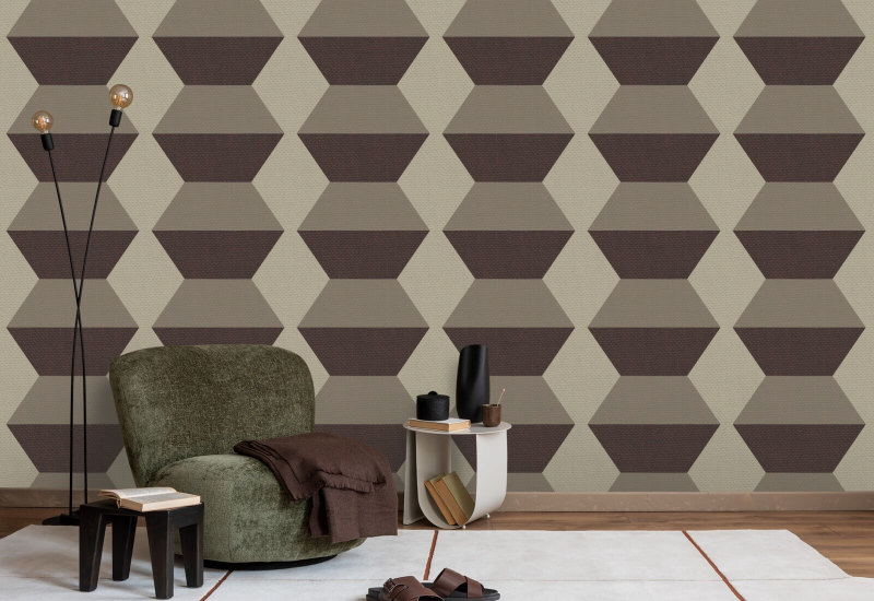 Infinity Blocks Brown Burgundy Wallpaper