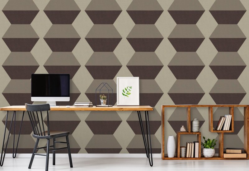 Infinity Blocks Brown Burgundy Wallpaper
