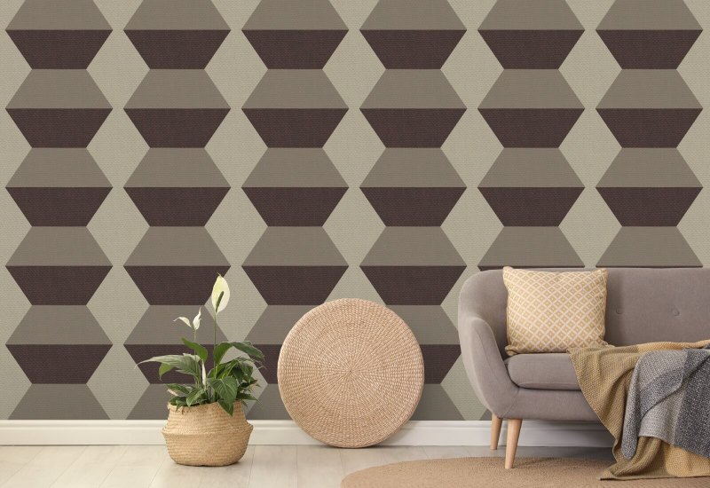 Infinity Blocks Brown Burgundy Wallpaper