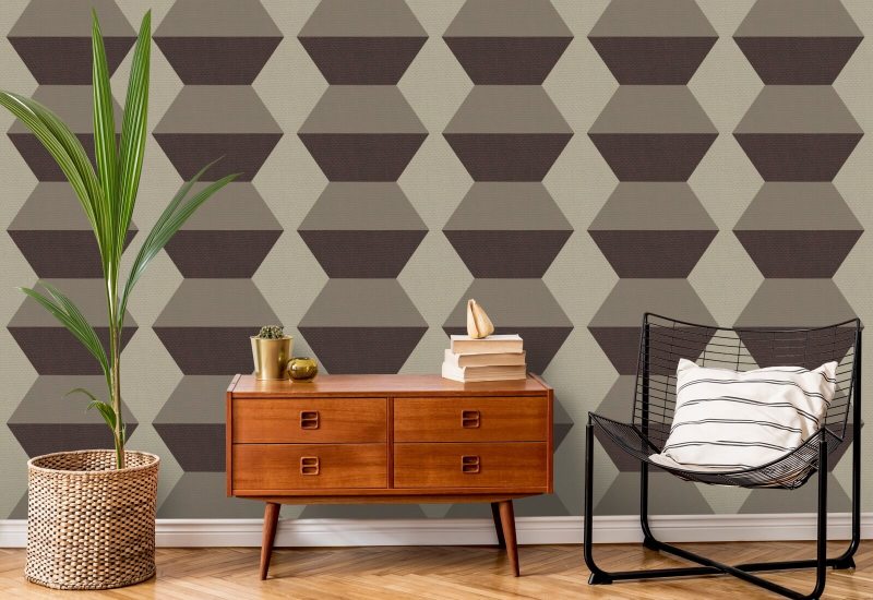 Blocos infinitos Papel de parede Brown Burgundy
