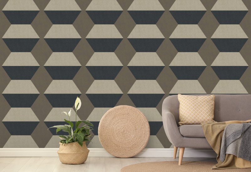 Infinity Blocks Coconut Husk Wallpaper