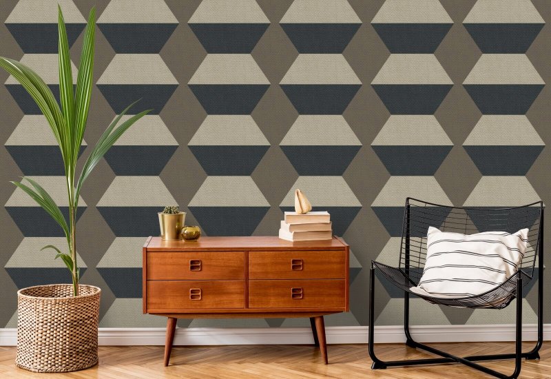 Infinity Blocks Coconut Husk Wallpaper