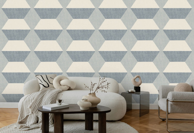 Infinity Blocks Lacquered Blues Wallpaper