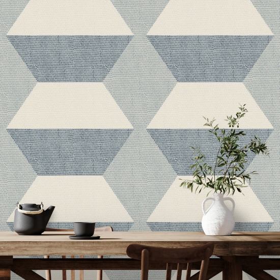 Infinity Blocks Lacquered Blues Wallpaper