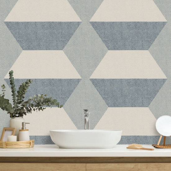 Infinity Blocks Gelakt blauwgroen behang