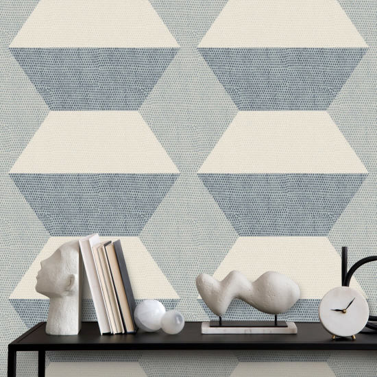 Infinity Blocks Lacquered Blues Wallpaper