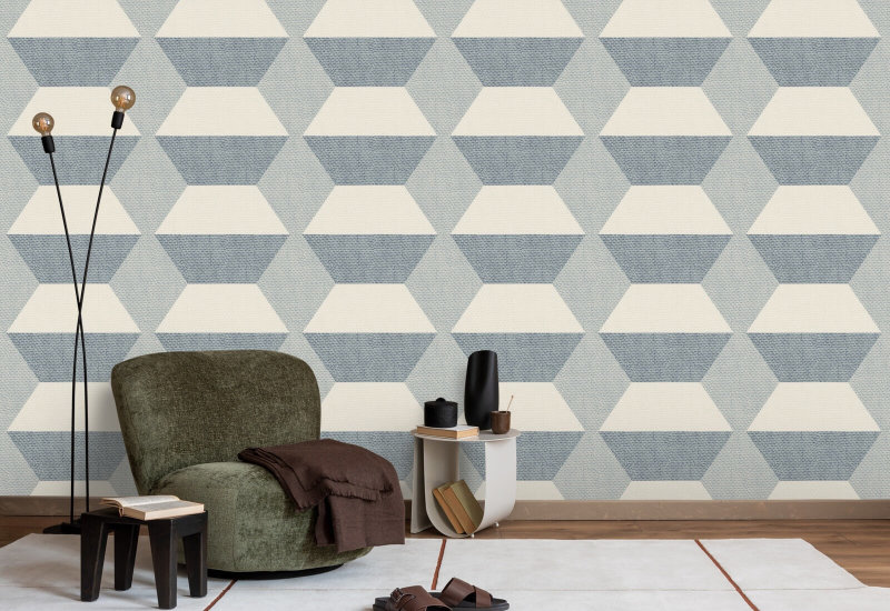 Infinity Blocks Lacquered Blues Wallpaper