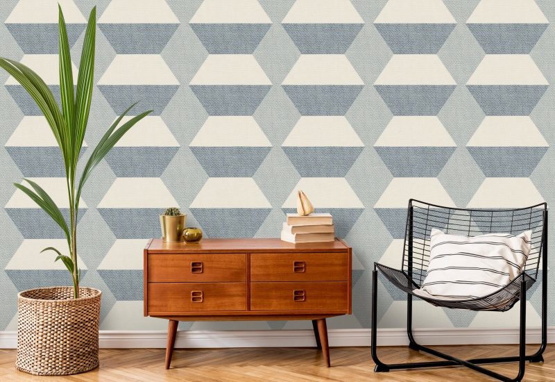 Infinity Blocks Lacquered Blues Wallpaper