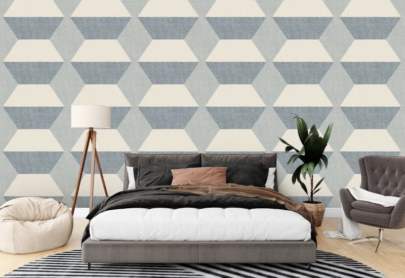 Infinity Blocks Lacquered Blues Wallpaper