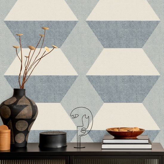 Infinity Blocks Lacquered Blues Wallpaper