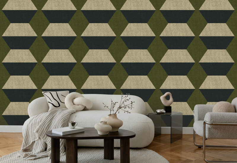 Blocs Infinity Papier peint Olive Taupe