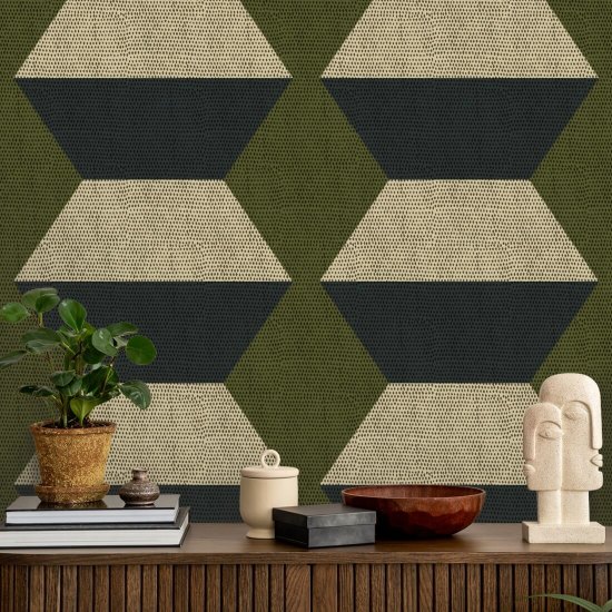 Blocchi Infinity Carta da parati Olive Taupe