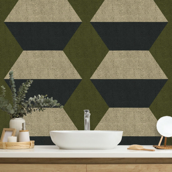 Blocs Infinity Papier peint Olive Taupe