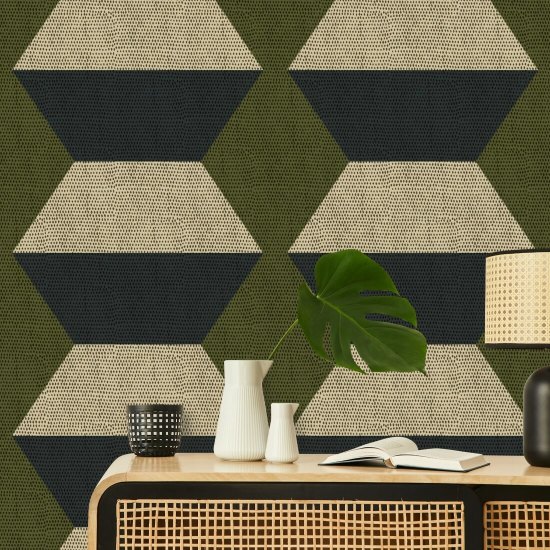 Infinity Blocks Olive Taupe Wallpaper