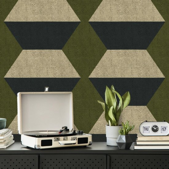 Infinity Blocks Olive Taupe Wallpaper