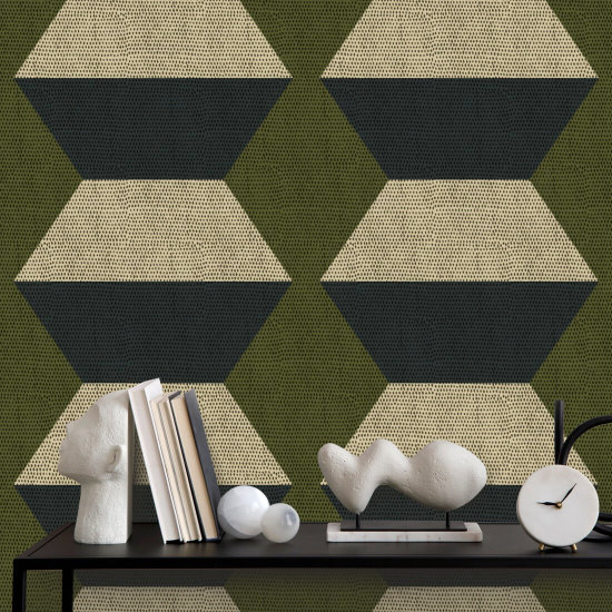 Blocs Infinity Papier peint Olive Taupe