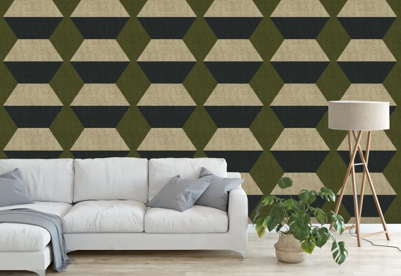Blocs Infinity Papier peint Olive Taupe