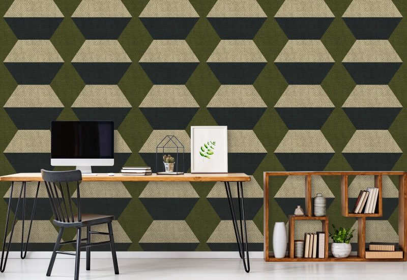 Infinity Blocks Olive Taupe Wallpaper