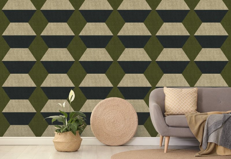 Infinity Blocks Olive Taupe behang