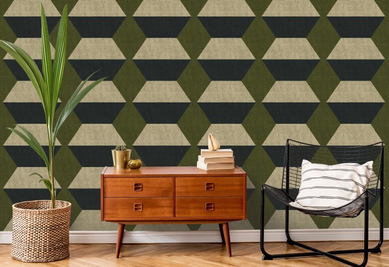 Infinity Blocks Olive Taupe Wallpaper