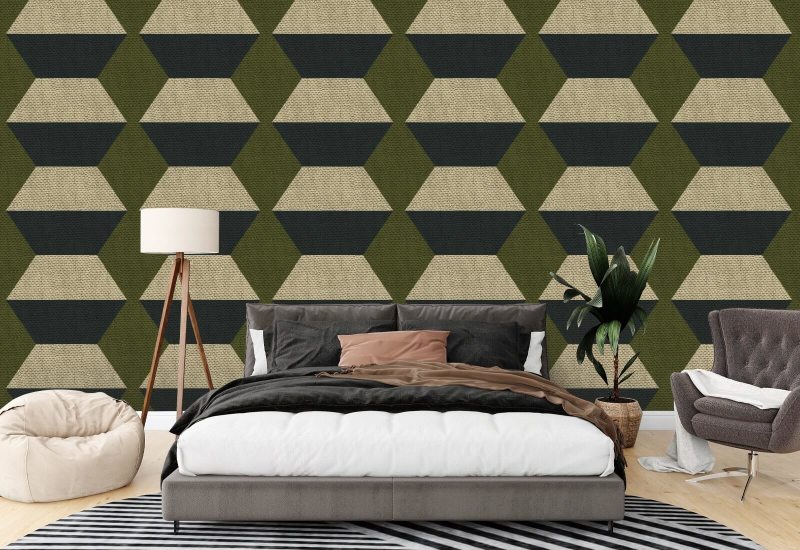 Infinity Blocks Olive Taupe Wallpaper