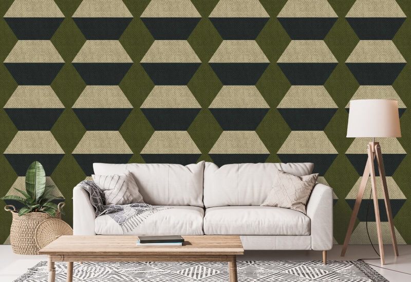 Blocs Infinity Papier peint Olive Taupe