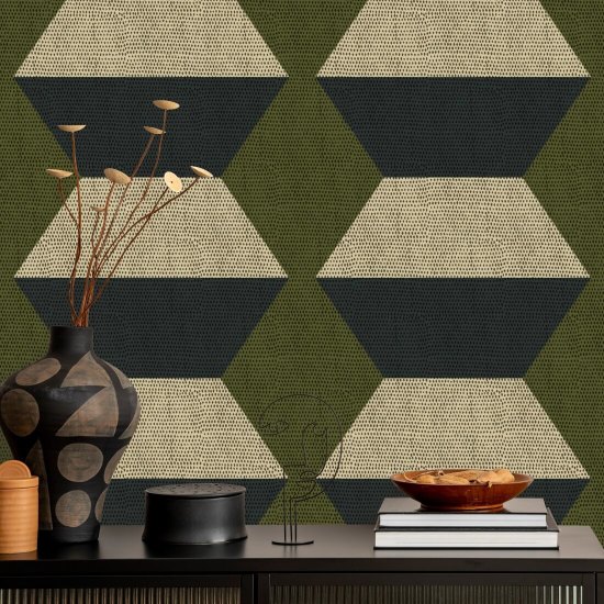 Infinity Blocks Olive Taupe behang