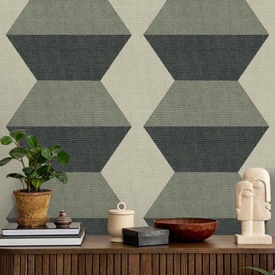 Infinity Blocks Sage Green Wallpaper