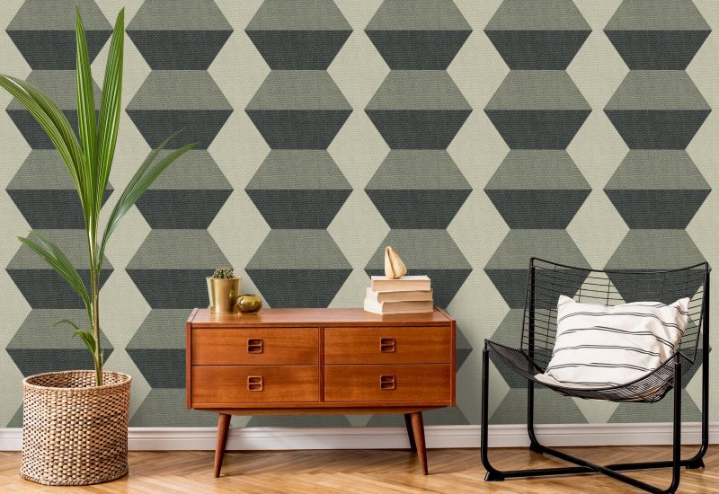 Infinity Blocks Sage Green Wallpaper