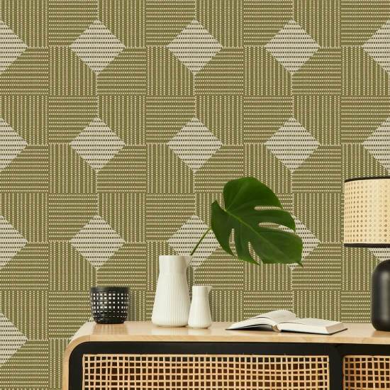 Woven Basket Sage Wallpaper