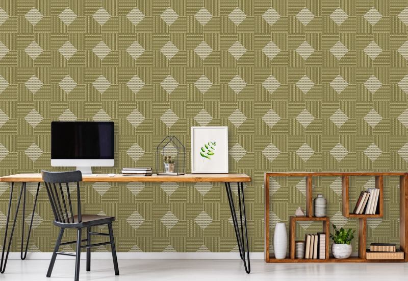 Woven Basket Sage Wallpaper