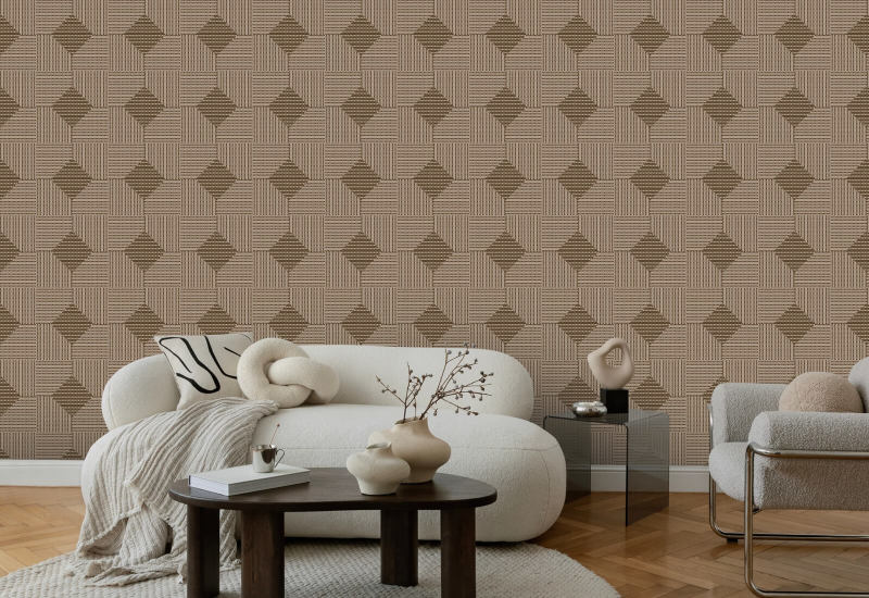 Woven Basket Ashen Walnut Wallpaper