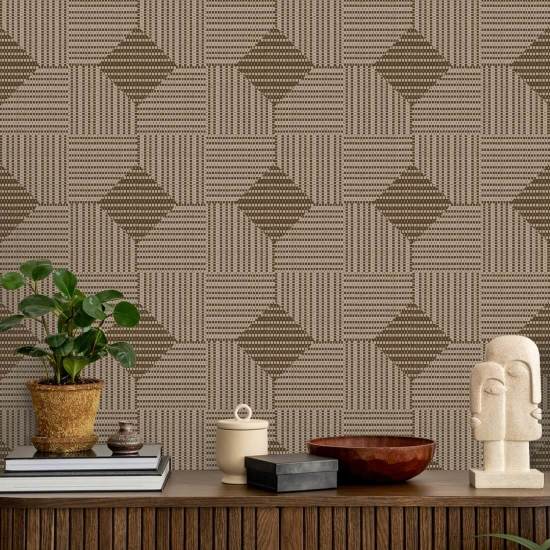 Woven Basket Ashen Walnut Wallpaper