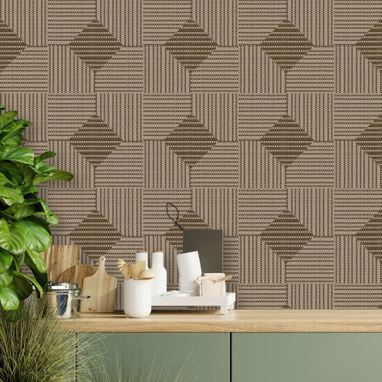 Woven Basket Ashen Walnut Wallpaper