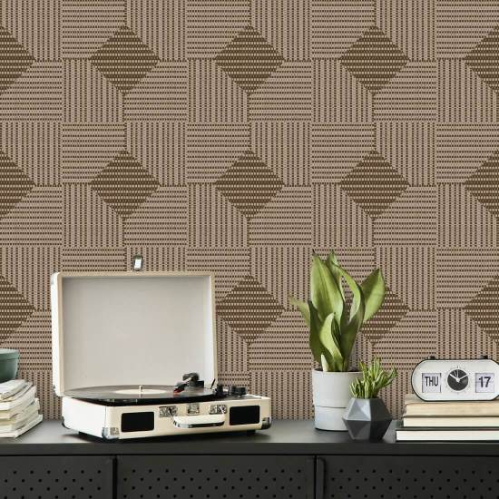 Woven Basket Ashen Walnut Wallpaper