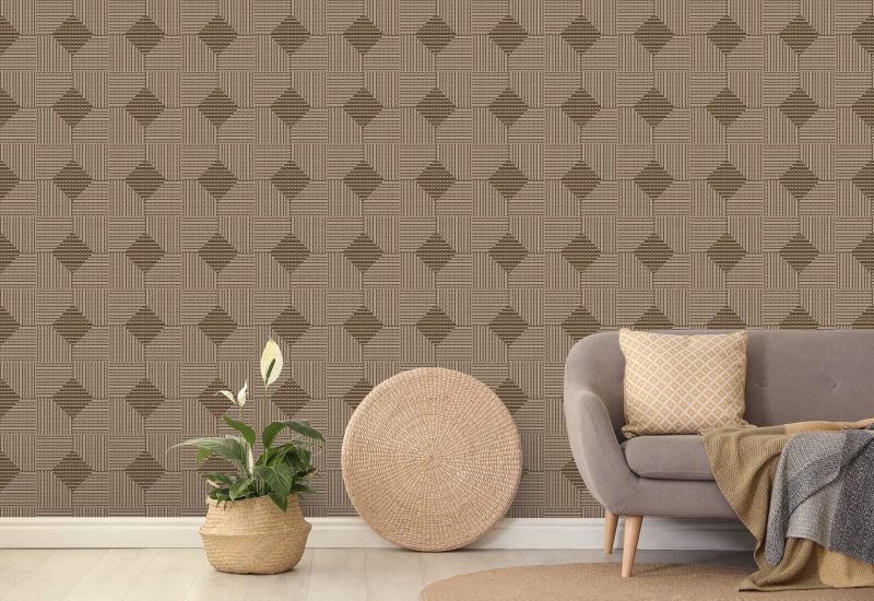Woven Basket Ashen Walnut Wallpaper