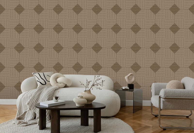 Woven Basket Ashen Walnut Wallpaper
