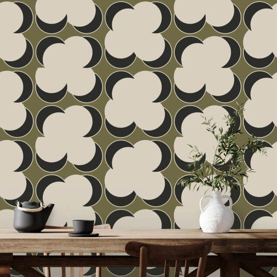 Offset Olive Linen Wallpaper